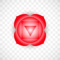 Root chakra Muladhara in red color isolated on transparent background. Isoteric flat icon. Geometric pattern.