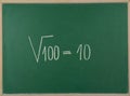 The root of 100 is equal to 10.