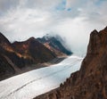 Root Glacier tumbles down from the heights of the Wrangell St Elias Mountains Royalty Free Stock Photo