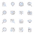 Root out line icons collection. Exterminate, Eliminate, Eradicate, Seek, Discover, Uncover, Hunt vector and linear