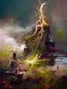 Root of Spells -abstract colorful digitally painted artwork