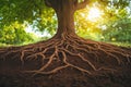 Root system - complex underground structure, enhancing water absorption, plant anatomy, subsoil network, moisture intake Royalty Free Stock Photo