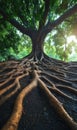 Root system - complex underground structure, enhancing water absorption, plant anatomy, subsoil network, moisture intake Royalty Free Stock Photo