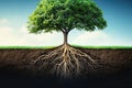 Root system - complex underground structure, enhancing water absorption, plant anatomy, subsoil network, moisture intake Royalty Free Stock Photo