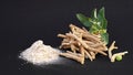 Root Withania somnifera, known commonly as ashwagandha, Indian ginseng, poison gooseberry or winter cherry Royalty Free Stock Photo