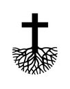 Cross of Jesus Christ with roots.