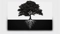 Rooted Family: A Minimalistic Imagery of a Tree Holding Up Its Roots, Made with Generative AI