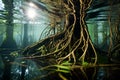 Roots of aquatic plants underwater Royalty Free Stock Photo