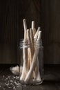 Roots of horseradish in a glass jar Royalty Free Stock Photo