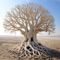 Sculptural Alchemy: Organic Tree On Beach In Mind-bending Patterns