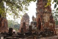 Buddha statues at Wat Mahathat, temple view in Ayutthaya Royalty Free Stock Photo