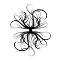 Roots tree black silhouette vector illustration