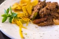 Ropa vieja dish in a traditional paladar in Old Havana