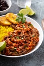 Ropa vieja, flank steak dish with rice