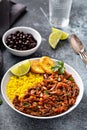 Ropa vieja, flank steak dish with rice