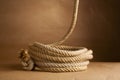 Hemp rope coiled and hanging Royalty Free Stock Photo