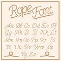Rope alphabet vector font. Sign, script. Illustration of string abc, vintage sea alphabet design Royalty Free Stock Photo