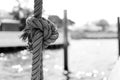 Rope on the boat in back and white Watarun