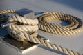 Rope on a boat deck Royalty Free Stock Photo
