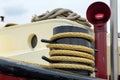 Rope on a bollard on a ship Royalty Free Stock Photo