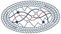 Rope Border with Abstract Waves Vector, Nautical & Flow Design, vector design Generative AI Royalty Free Stock Photo