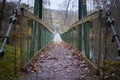 Rope bridge or cable bridge on the foot path over the river Dyje in southern moravian region of Czech republic.