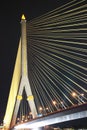 Rope bridge night light Royalty Free Stock Photo