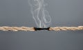 Rope burnt to breaking point