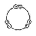 Rope circle frame with knots, simple style line rope