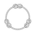 Rope circle - vintage round rope frame with knots Royalty Free Stock Photo