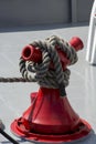 Rope cleat on stern wheel boat Royalty Free Stock Photo