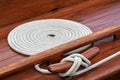 Rope and cleat on yacht Royalty Free Stock Photo