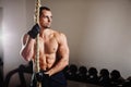 Rope climbing workout Royalty Free Stock Photo