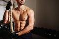 Rope climbing workout Royalty Free Stock Photo