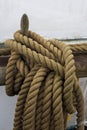 Rope coiled up aboard a sailing ship Royalty Free Stock Photo