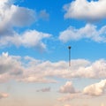 The rope of a construction cargo crane on a background of blue sky Royalty Free Stock Photo