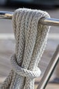 Rope on the deck of sailing yacht Royalty Free Stock Photo