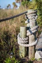 Rope fence near beach background Royalty Free Stock Photo