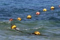 Rope with floats on the seashore