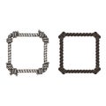 Rope Frame Border Set, Two different decorative square vintage rope frames with ropelike borders and bow Royalty Free Stock Photo