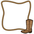 Rope Frame and Cowboy Boot Royalty Free Stock Photo
