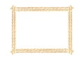 Rope frame rectangular. Hand drawn watercolor illustration isolated. Border of cord in marine stile. Copy space for text