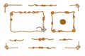 Rope frames and rope knots isolated vector Set Royalty Free Stock Photo