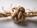 A rope fraying under tension, placed against a light backdrop emphasizing breaking points in fragile systems Royalty Free Stock Photo