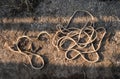 Rope on the ground in sun light Royalty Free Stock Photo
