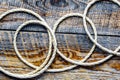 rope gyrate on a wooden table Royalty Free Stock Photo