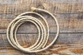 Rope gyrate on a wooden table Royalty Free Stock Photo