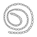 Rope in hand drawn doodle style. Vector illustration isolated on white background. Royalty Free Stock Photo