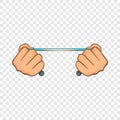 Rope in hands icon, cartoon style