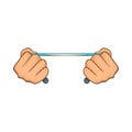 Rope in hands icon, cartoon style